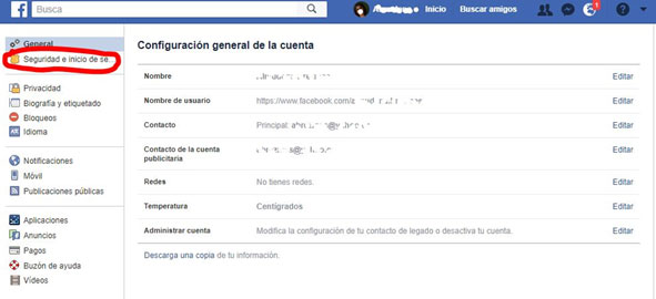 Facebook amigos de confianza
